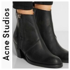 ACNE Studios Pistol Ankle Boots Black Leather Size 37 Size 7